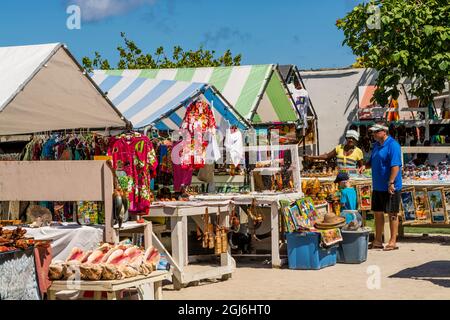 Souvenirs at Grand Turk Cruise Port, Grand Turk Island, Turks and Caicos Islands, Caribbean. Stock Photo