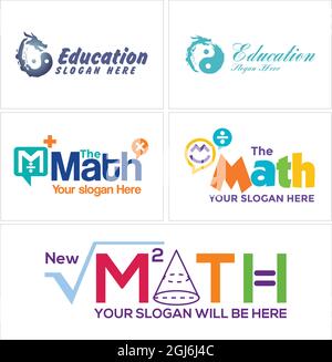 Kids education math logo design Stock Vector