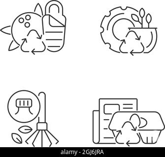Paper processing line icons collection. Shredding, Folding, Creasing ...