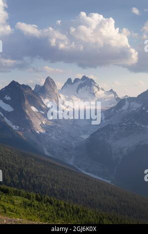 Howser Towers, Vowell Glacier. Bugaboo Provincial Park Purcell Mountains, British Columbia. Stock Photo