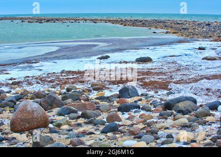 Canada, Manitoba, Churchill. Ice freeze on Hudson Bay coastline. Credit as: Mike Grandmaison / Jaynes Gallery / DanitaDelimont. com Stock Photo