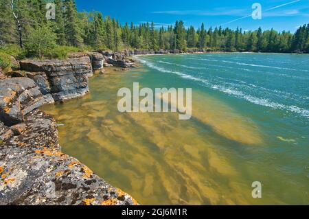 Canada, Manitoba, Wanless. Rocky Lake shoreline. Credit as: Mike Grandmaison / Jaynes Gallery / DanitaDelimont. com Stock Photo