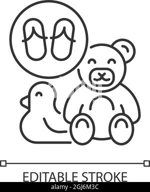 Toys made from flip flops linear icon Stock Vector