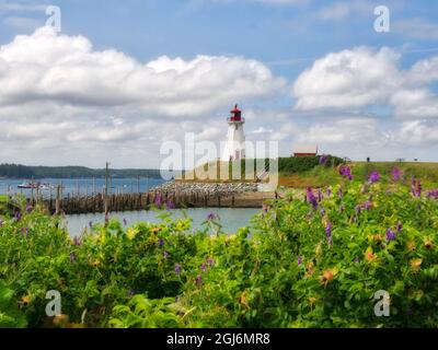 Canada, New Brunswick, Campobello Island. Mulholland Point Lighthouse. Stock Photo