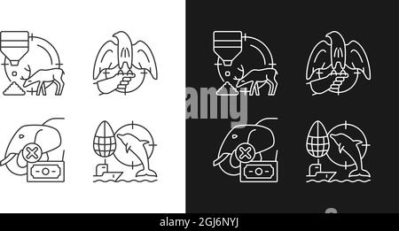 Illegal hunting linear icons set for dark and light mode Stock Vector