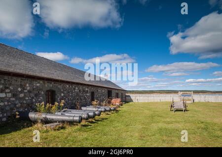 Canada, Nova Scotia, Louisbourg, Fortress of Louisbourg National Historic Park, cannons Stock Photo