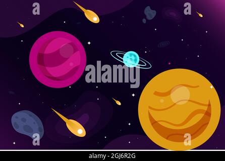 Cartoon galaxy background Vector illustration. Stock Vector
