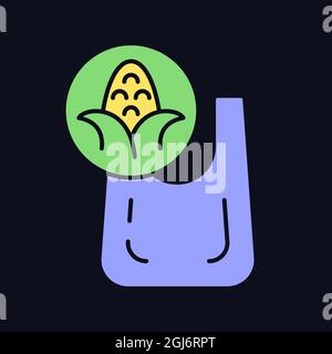 Compostable bag made from corn RGB color icon for dark theme Stock Vector
