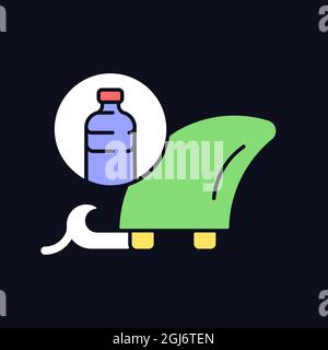 Surfboard fins from recycled waste RGB color icon for dark theme Stock Vector