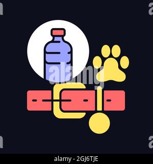 Dog collars made from plastic RGB color icon for dark theme Stock Vector