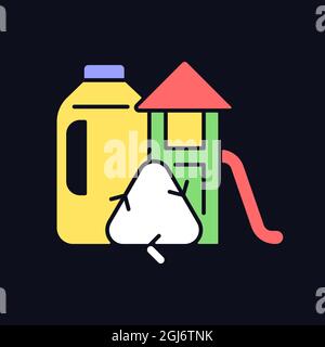 Playsets from plastic milk bottles RGB color icon for dark theme Stock Vector