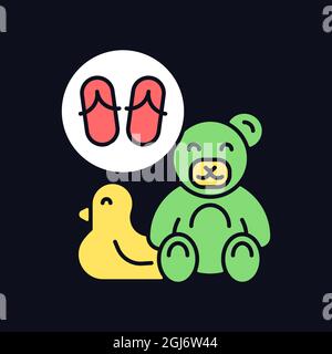 Toys made from flip flops RGB color icon for dark theme Stock Vector