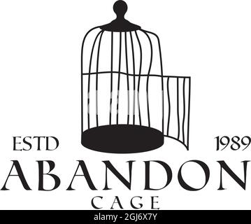 Black empty bird cage vector logo design Stock Vector