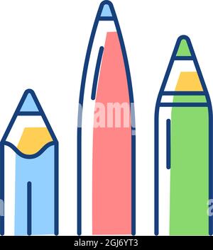 Pens and pencils RGB color icon Stock Vector