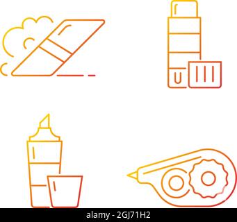 School accessories gradient linear vector icons set Stock Vector