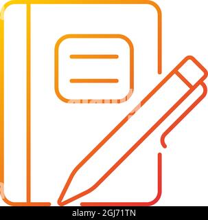 Graph composition notebook with pen gradient linear vector icon Stock Vector