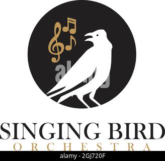Singing bird logo design vector template illustration Stock Vector