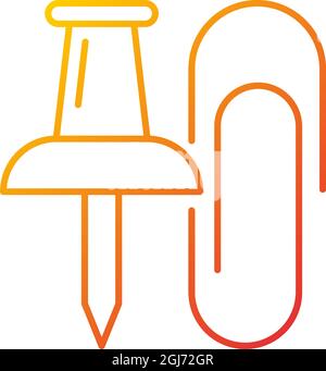 Pins and paper clips gradient linear vector icon Stock Vector