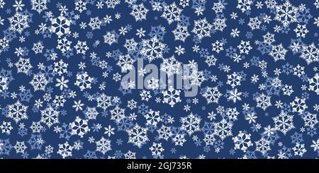Winter seamless pattern with blue snowflakes on color background. Vector illustration for fabric, textile wallpaper, posters, gift wrapping paper Stock Vector