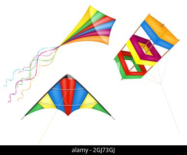 colorful kite flying in the sky vector illustration isolated on white background Stock Vector