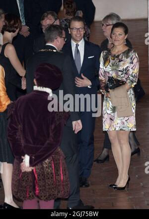 Crown Princess Victoria and Prince Daniel at a dinner buffet at Turku Palace on September 19, 2010. The Swedish Crown Princess couple is on an official visit to the city of Turku, Finland Stock Photo