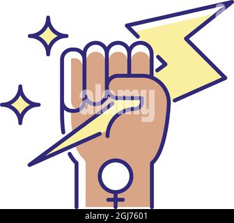 Woman power RGB color icon Stock Vector