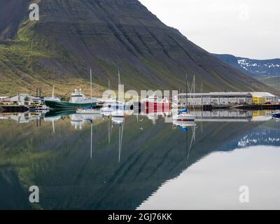The harbor. Isafjordur, capital of the Westfjords (Vestfirdir) in Iceland. Stock Photo