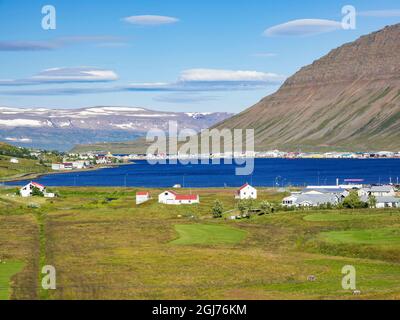 Isafjordur, capital of the Westfjords (Vestfirdir) in Iceland. Stock Photo