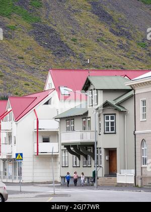 The historic center. Isafjordur, the capital of the Westfjords, Iceland. (Editorial Use Only) Stock Photo