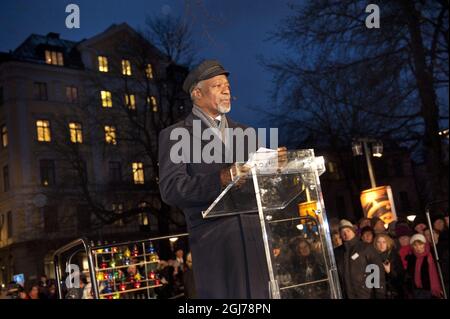 STOCKHOLM 2012-01-27   Former UN Secretary General Kofi Annan speaks  during the International Holocaust Remembrance Day manifestation at the Raul Wallenberg square in Stockholm, Sweden, January 27, 2012.  Photo: Leif R Jansson/ SCANPIX   **  SWEDEN OUT  **      Stock Photo
