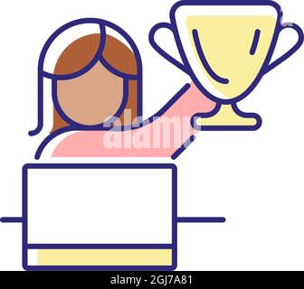 Woman in leadership role RGB color icon Stock Vector