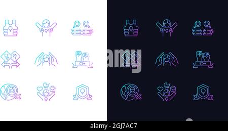Feminist activity gradient icons set for dark and light mode Stock Vector