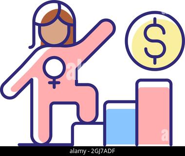 Career ladder for women RGB color icon Stock Vector