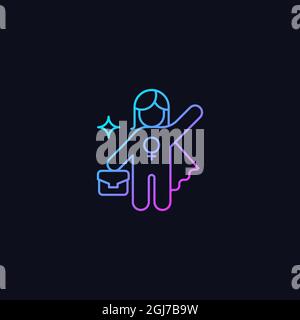 Women career gradient vector icon for dark theme Stock Vector