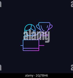 Woman in leadership role gradient vector icon for dark theme Stock Vector