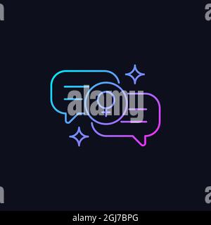 Female bonding gradient vector icon for dark theme Stock Vector