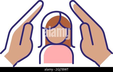 Women protection RGB color icon Stock Vector