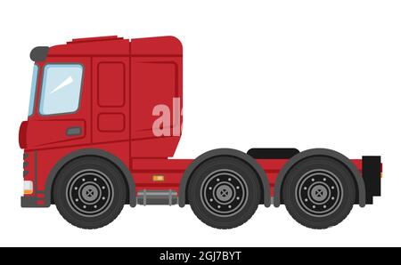 American semi truck isolated on white backdrop. Highway road. Vector design. Stock Vector