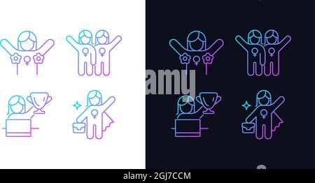 Women rights movement gradient icons set for dark and light mode Stock Vector
