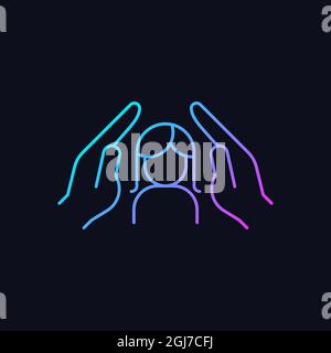 Women protection gradient vector icon for dark theme Stock Vector