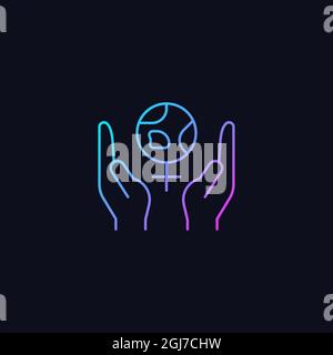 Feminism support gradient vector icon for dark theme Stock Vector