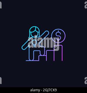 Career ladder for women gradient vector icon for dark theme Stock Vector