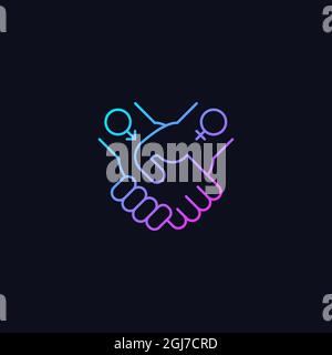 Equitable relationships gradient vector icon for dark theme Stock Vector