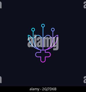 Gender symbol for female gradient vector icon for dark theme Stock Vector