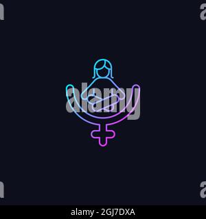 Female gender identity gradient vector icon for dark theme Stock Vector