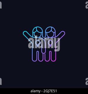 Female friendship gradient vector icon for dark theme Stock Vector