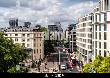 An Elevated View Of The Edgware Road From Marble Arch, London, UK. Stock Photo