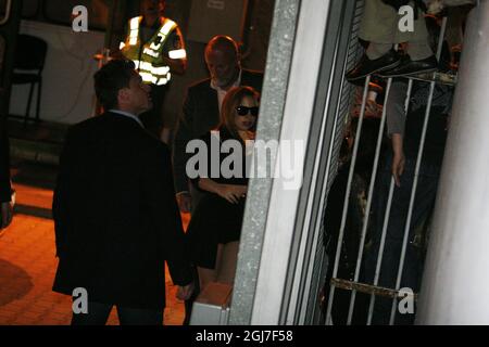 Vilnius 2012-08-21 2012-08-21 Vilnius Lithuania. Pop singer Lady Gaga arrives to Vilnius Airport late in the night aproximatelly 4 hours later than it was announced. Lady Gaga will perform on Tuesday 21 August in Vilnius as part of her The Born This Way Ball world tour. Foto Darius Mataitis / SCANPIX BALTICS / SCANPIX / kod 20985 ref: ***BETALBILD*** Stock Photo