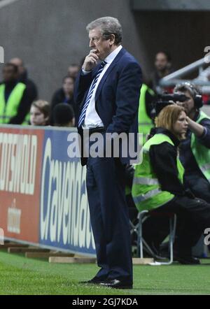 England's coach Roy Hodgson during the friendly soccer match Sweden vs England at the new national soccer stadium 'Friends Arena' in Stockholm, Sweden Stock Photo