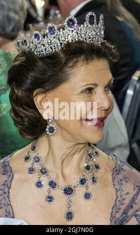 STOCKHOLM 2012-12-10 Queen Silvia at the Nobel Banquet in the City Hall in Stockholm Sweden, December 10, 2012. Photo Claudio Bresciani / SCANPIX code 10090   Stock Photo